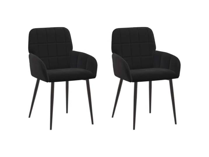 KUTYWEXFM Esszimmerstühle 2er Set Samt Schwarz 57x50x85 cm Ergonomische Polsterstühle mit Armlehne und leicht geneigter Rückenlehne für hohen Sitzkomfort am Esstisch im Wohnzimmer.