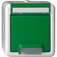 Schutzkontaktsteckdose mit Klappdeckel und Beschriftungsfeld grün, Retail