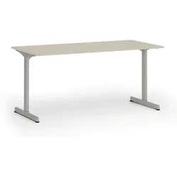 Bürotisch PRIMO BETA, 160x80 cm, graues Metallgestell, Birke