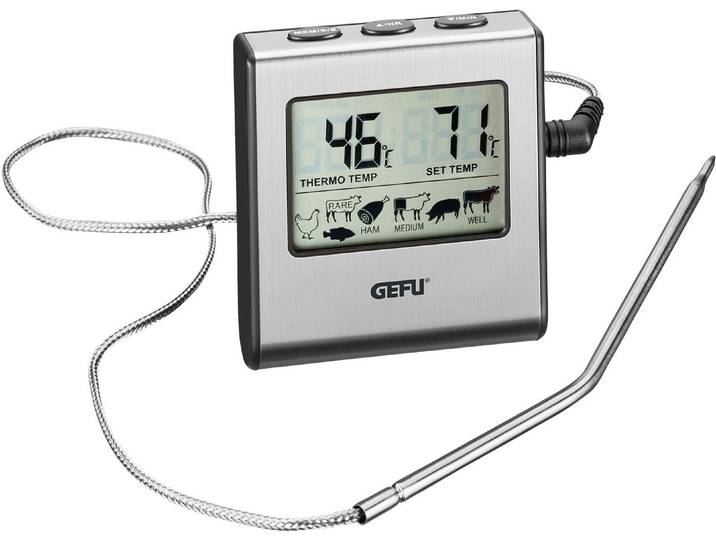 Bratenthermometer GEFU TEMPERE , silber (edelstahlfarben), Edelstahl, Temperaturmessgeräte, Bratenthermometer, digital