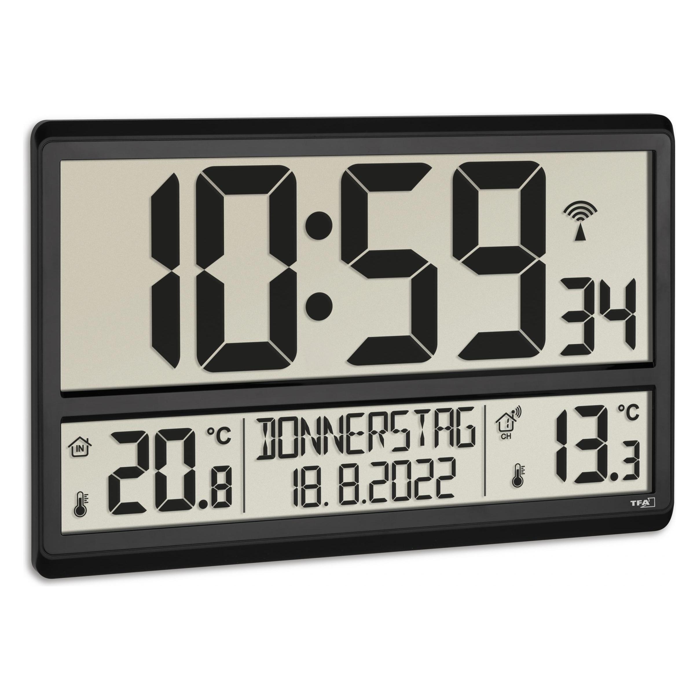 TFA Digitale Funk-Wanduhr mit Aussentemperatur (60.4521.01)