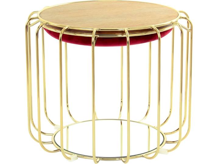 Kayoom Beistelltisch Pouf Comfortable 110, abnehmbares und wendbares Oberteil (1-St), praktisch umzuwandeln in Tisch oder Hocker, mit Spiegelglas