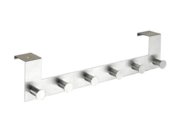 WENKO Deurkapstok roestvrij staal Celano, 6 haken, voor deursponning tot 4 cm dikte