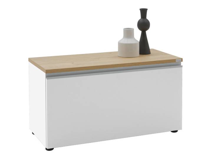 Dieter Knoll Lowboard, Weiss, Eichefarben, Kunststoff, Balkeneiche, furniert, 1 Fächer, 90x46x41 cm, erweiterbar, Typenauswahl, Beimöbel erhältlich, umfangreiches Zubehör erhältlich, stehend, hängend, Wohnzimmer, TV Möbel, Lowboards, Lowboards stehend