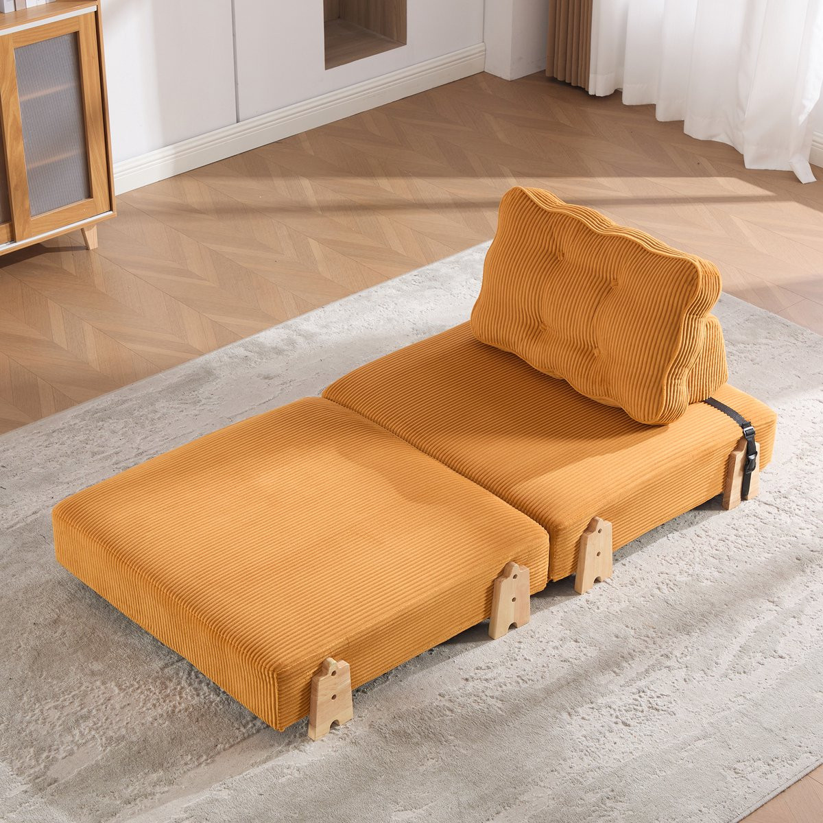 MODFU Klappfauteuil Scandinavisch - Oranje Cord - Hout