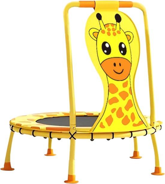 Famanu Kindertrampolin 100 cm mit Schaumstoffgriff und Giraffenmuster - Für drinnen und draußen