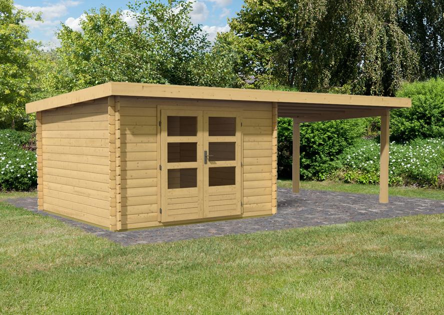 KARIBUHOLZT BH Bastrup 5 natur 280x280x222 im Set mit AD 3 m breit 08437922