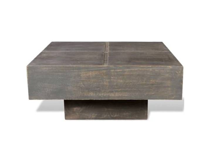 Quadratischer Couchtisch aus massivem Mangoholz, dunkelbraun Vintage-Stil, sichtbare Holzstruktur, solide, stabil, langlebig, keine Montage