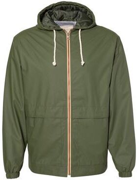 Weatherproof 193910 Vintage Hooded Rain Jacket in Bronze Green size Large   water-resistant Polyesterurethane
