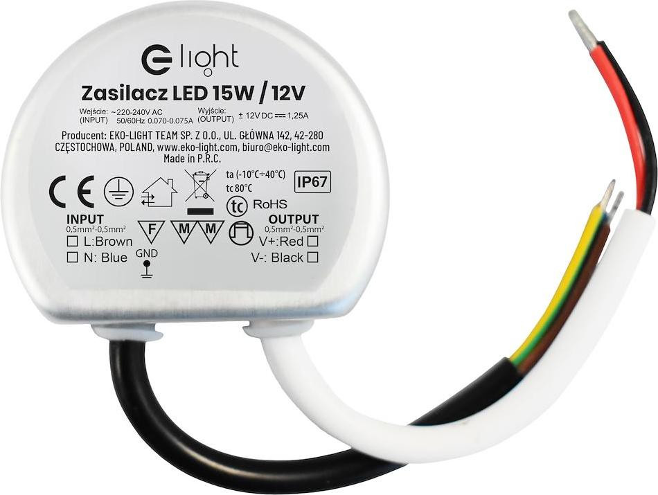 Eko-Light Milagro EKZAS0235 Voeding voor LED-lampen, 15W, 12V