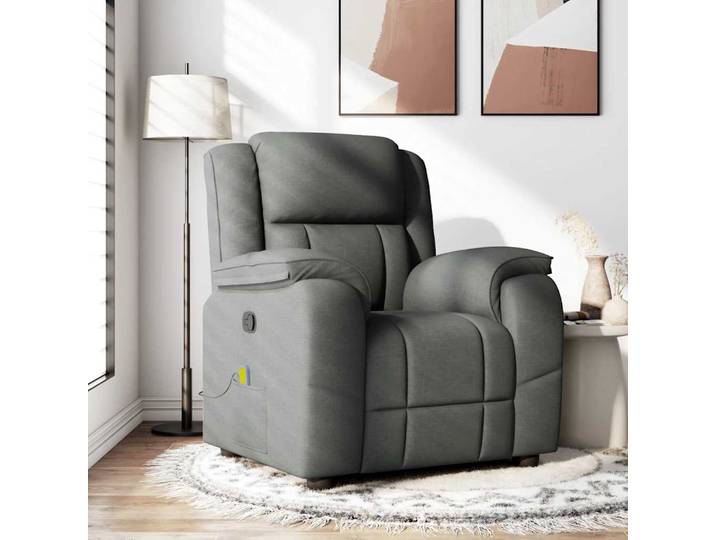 vidaXL Massage-Relaxsessel, Stoff, Dunkelgrau