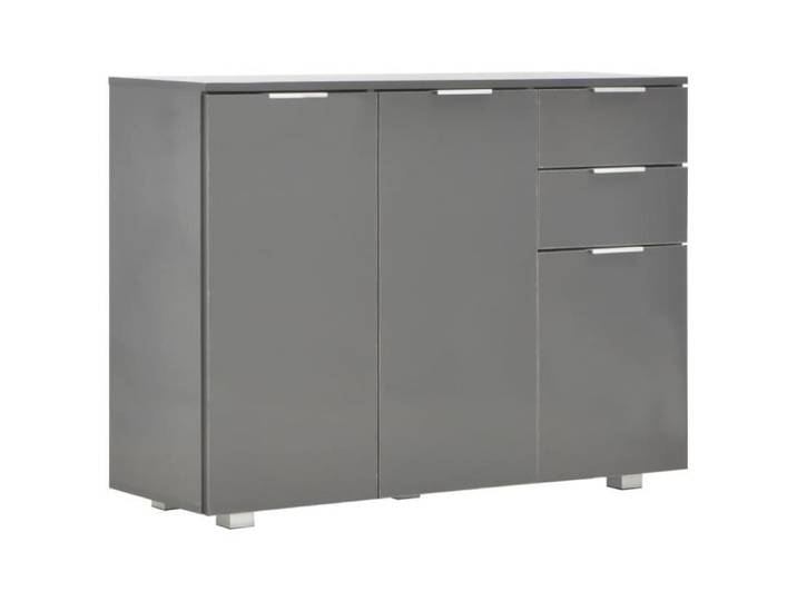 Buffet - AKOZON - AKO7646491520707 - Gris - 2 tiroirs - 3 portes