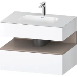 Duravit Collection One Einbauwaschtisch mit Konsolenwaschtischunterbau, 800x550x600mm, Nische Basalt Matt, QA4785043180010, Farbe: Weiß Matt/mit Nischenbeleuchtung