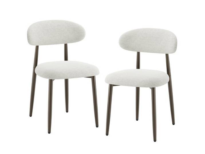 COLAMY Lot de 2 chaises de salle à manger dossier incurvé ergonomique pieds en métal finition bronze design moderne beige