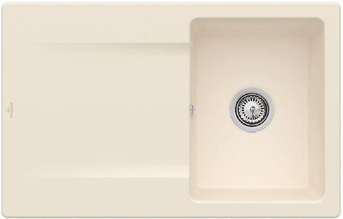 Villeroy und Boch Villeroy & Boch Siluet Einbauspüle 333401FU mit Ablaufgarnitur und Handbetätigung, Ivory