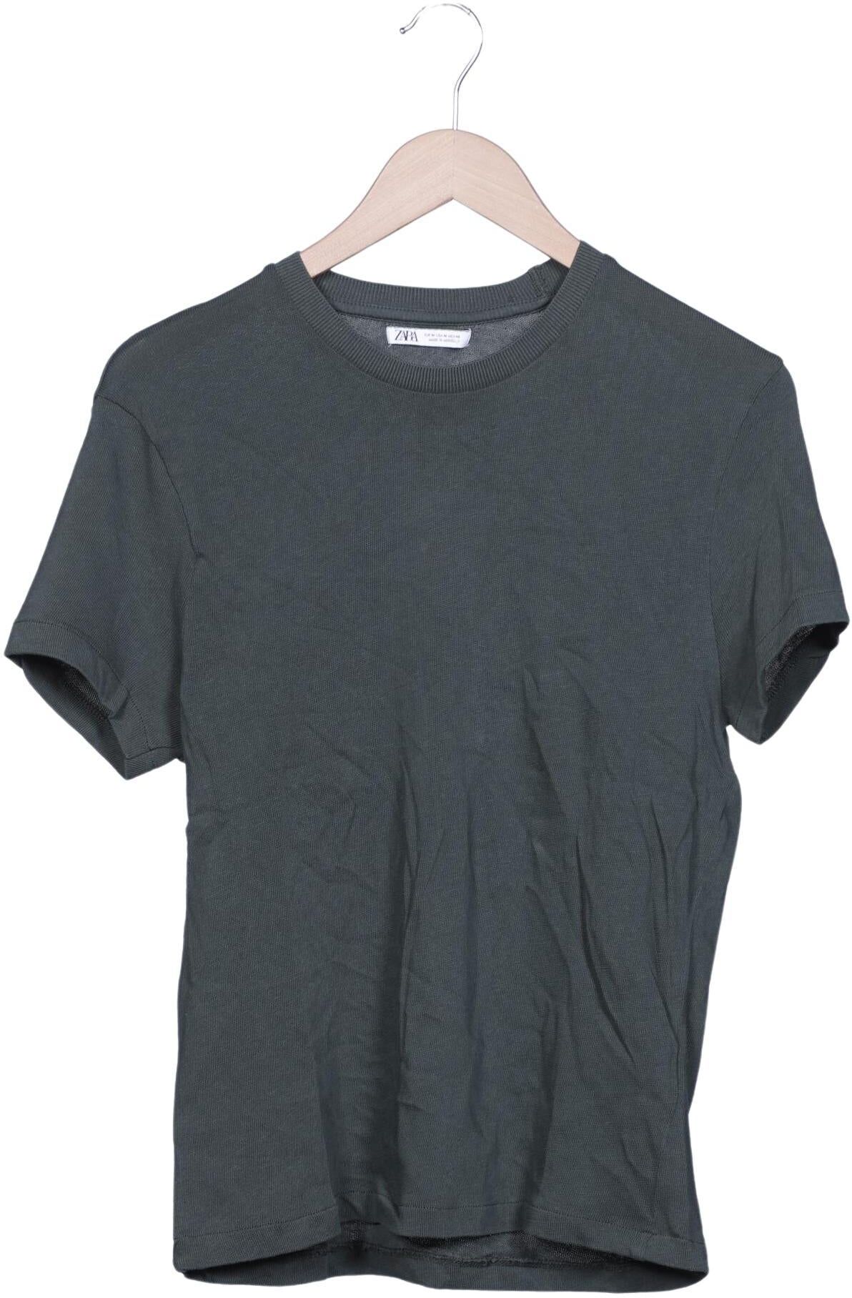 Zara Herren T-Shirt, Grün, Gr. M, Baumwolle - Second Hand