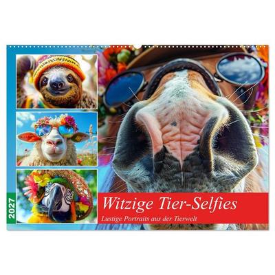 Witzige Tier-Selfies. Lustige Portraits aus der Tierwelt (Wandkalender 2027 DIN A2 quer), CALVENDO Monatskalender