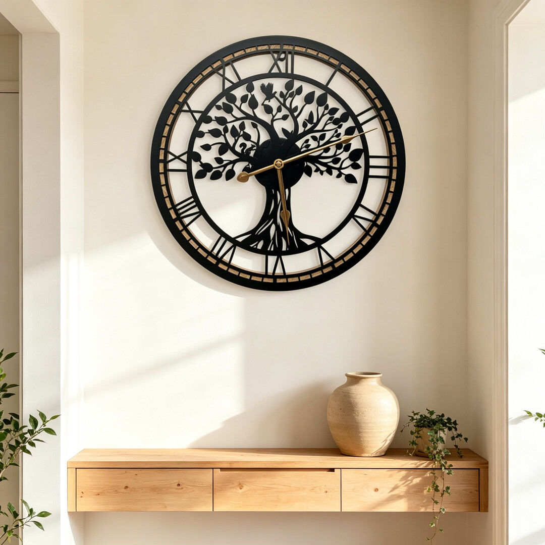 Brambly Cottage Iron Digital Wall Clock Black 40cm W X 40cm H X 5cm D