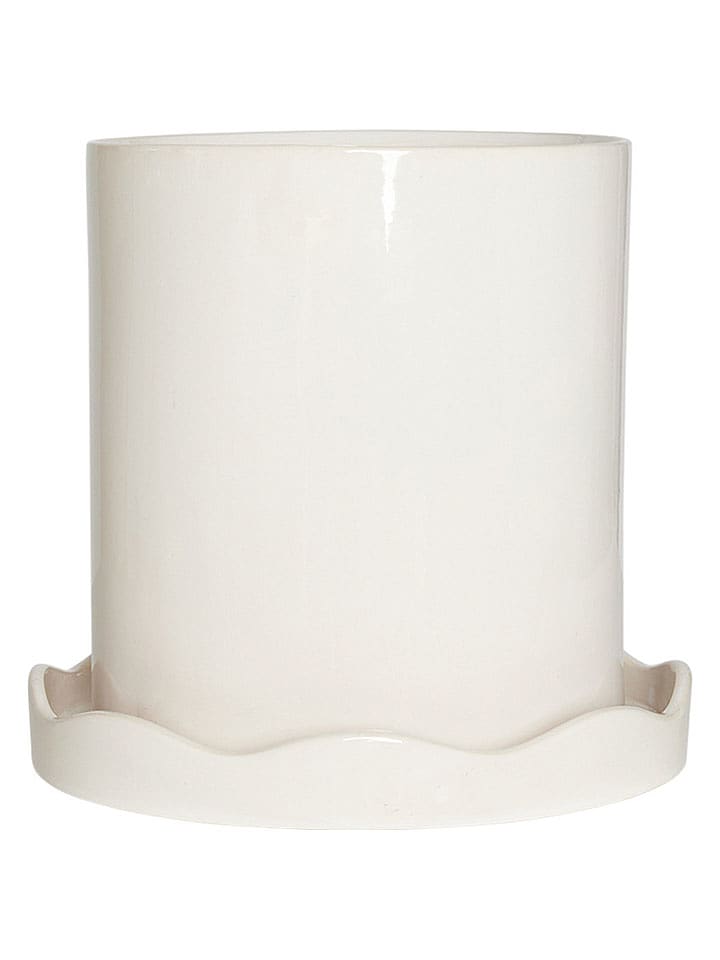 OYOY living design Blumentopf mit Untersetzer "Nami" in Weiß - Ø 21,5 cm x (H)24 cm - onesize