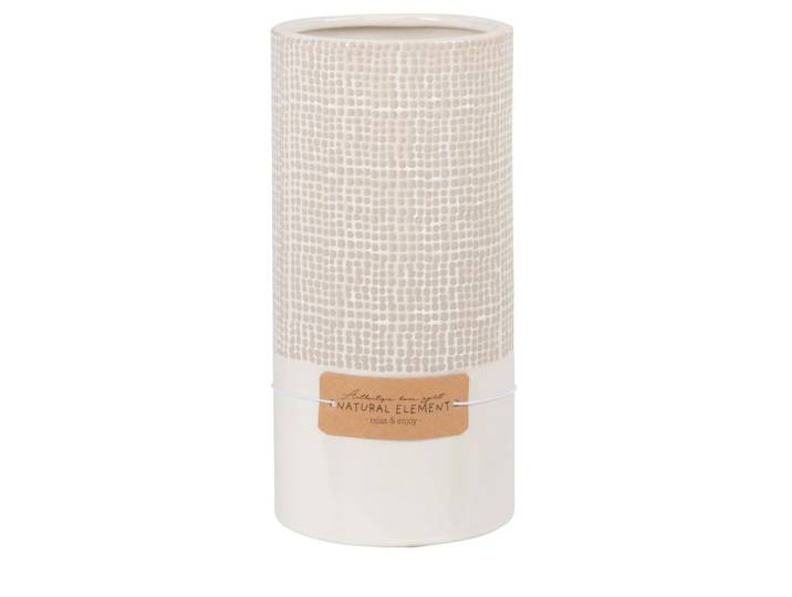 Vase aus beigem Steingut mit Muster, H21cm