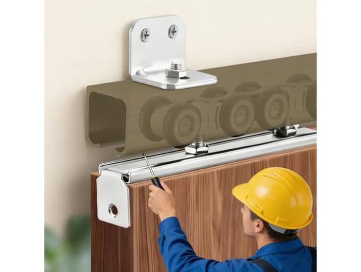 Schiebetürschiene, Schrank-Schiebetürschiene, Aluminium-Schiebetürschiene mit Wandhalterung, leiser Austausch der Taschentür-Hardware