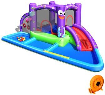 Costway Inflatable Water Slide Park with Splash Pool and 750W Blower
