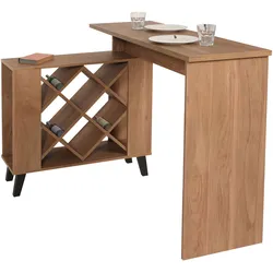 Bartisch HWC-M45, Stehtisch Thekentisch Weinregal Weinschrank, Staufächer 93x120x98cm, braun