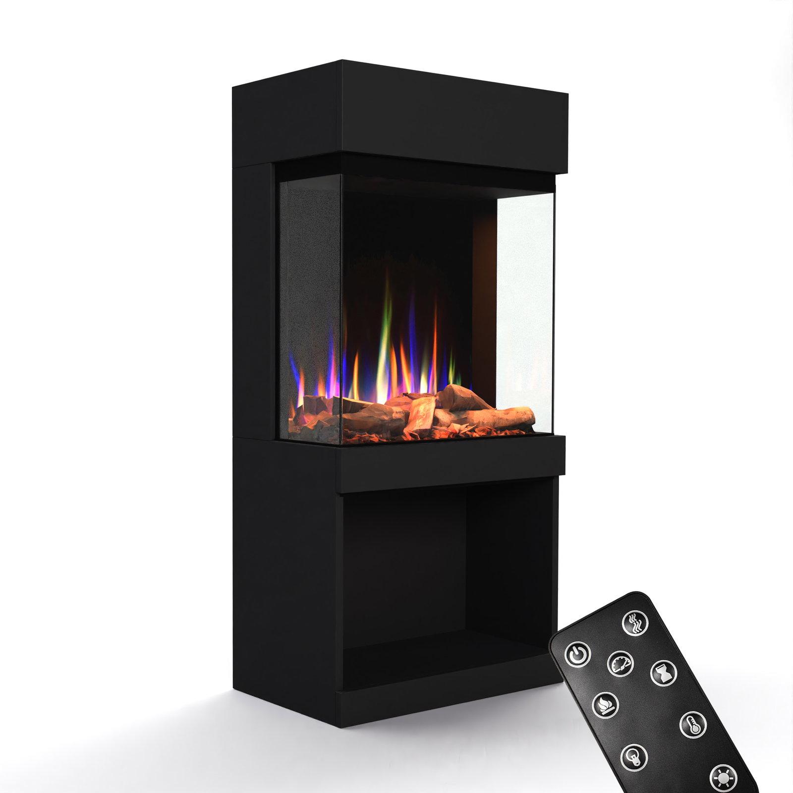 Glow Fire Elektrokamin 'PR12' in Weiss | LED Standkamin in weiß mit Heizung (1500 W) | HxBxT: 130x61,5x40cm