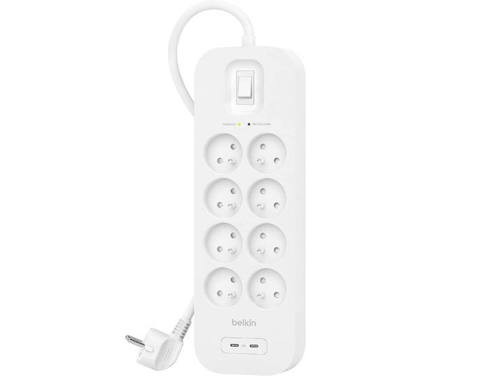 Multiprise de protection contre les surtensions 900J Belkin SRB004CA2M\, 8x AC EU / 2x USB-C PD\, blanc