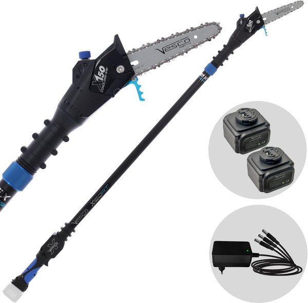 Vesco X150AT - Élagueuse à batterie sur perche télescopique - 160-250 cm - 2x 21,6 V 2,5 Ah