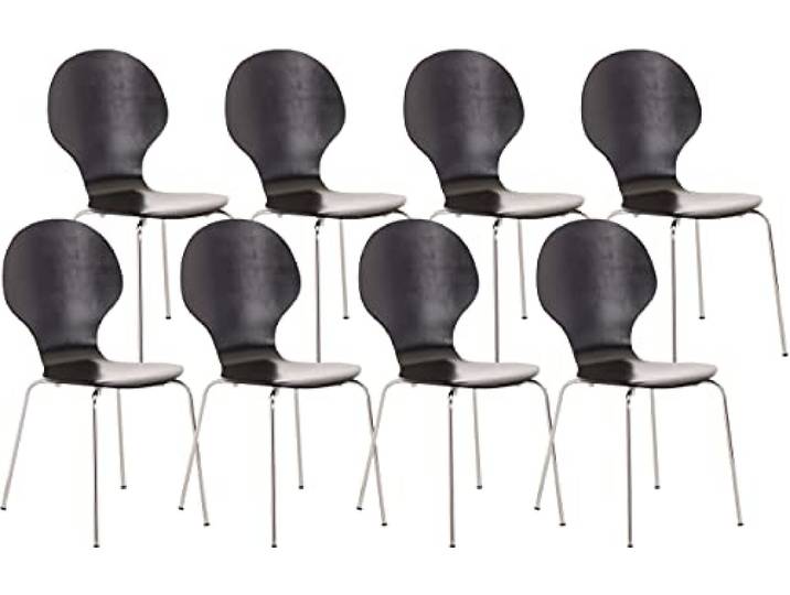 CLP Diego Set van 8 stapelstoelen, Kleur:zwart