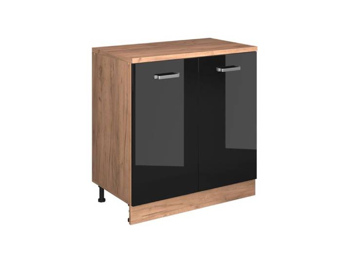 Meuble sous pente R-Line 80cm sans pente avec 2 portes Noir Haute brillance Vicco 61809