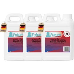 FUTUM 3x2L Schabenspray / Kakerlakenspray bekämpft Insekten, Eier, Larven, Insektenspray ohne Biozide auf Wasserbasis,  Sofortwirkung ohne Flecken