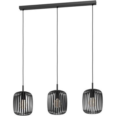 EGLO Pendelleuchte "Hängeleuchte ROMAZZINA, exkl. E27, Stahl, Pendellampe", schwarz, 3, Ø 20cm H: 110cm, Leuchten, Esszimmerlampe, 90x20x110cm, 3-flammig, modern, minimalistisch, Pendelleuchte