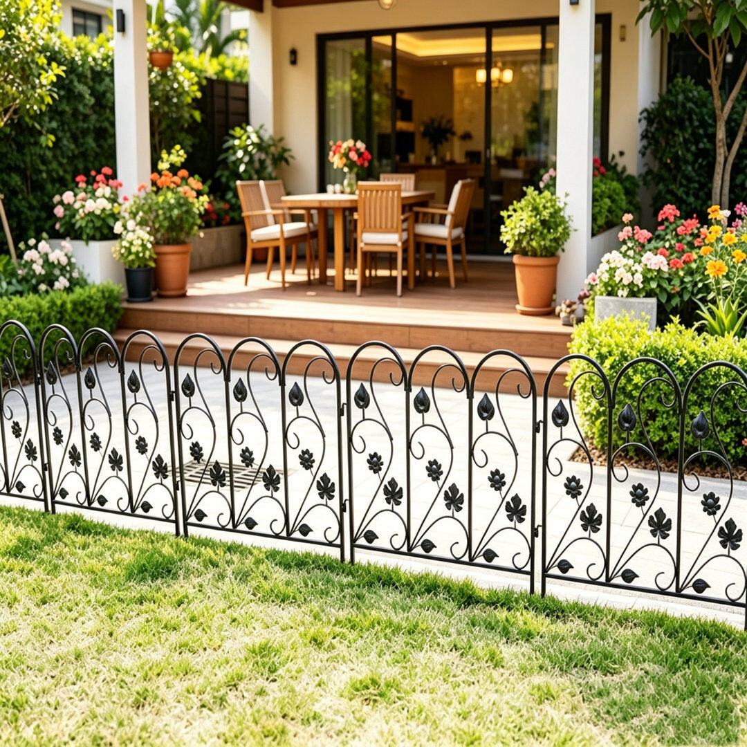 ClassicLiving Corinth 62 cm H x 59 cm W Fence Panels Fencing with 5 Panel(s) Included Black 62cm H X 2.54cm D