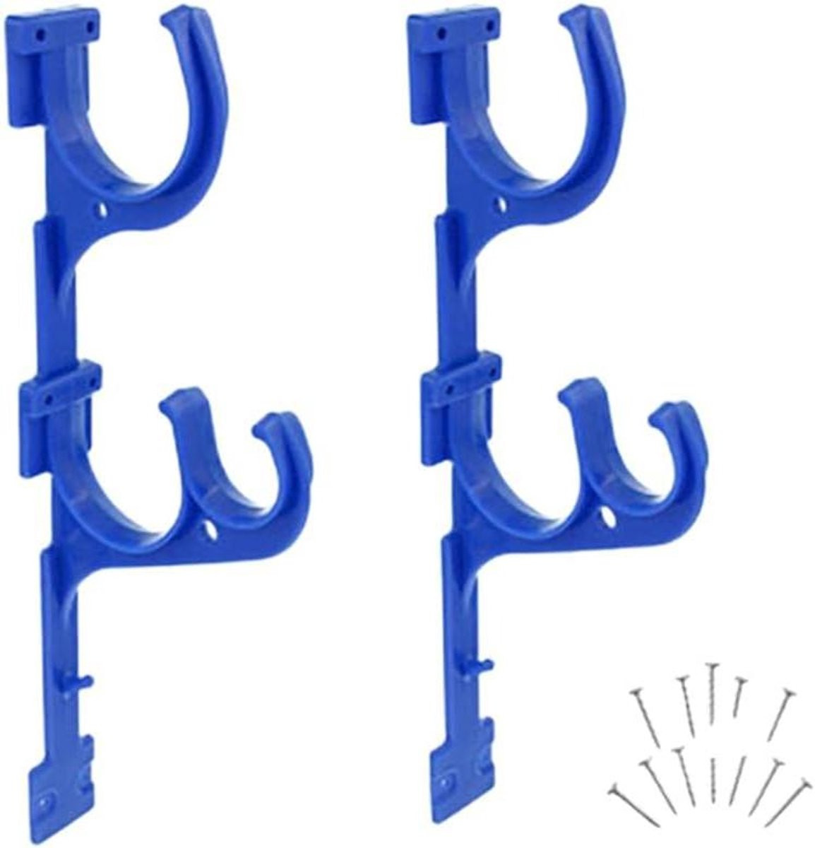 Zwembadpaalhanger Blauw - 2 Stuks - Duurzaam Plastic Haken voor Stokken