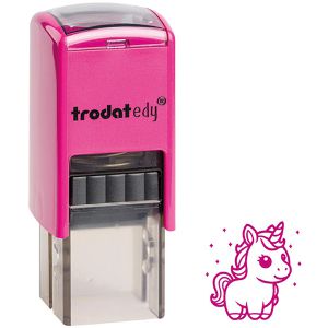 Trodat Motivstempel edy FIX Einhorn, aus Kunststoff, 1,9 x 1,9 cm, selbstfärbend, pink