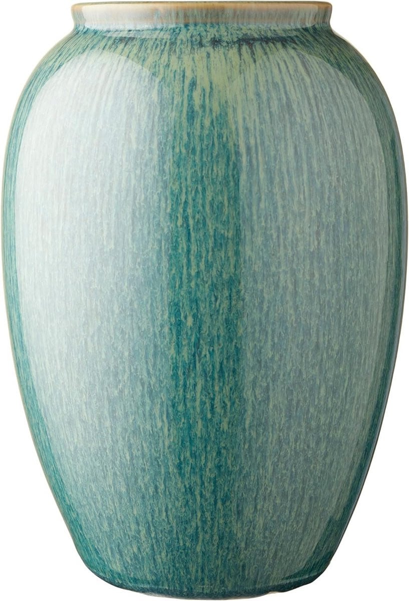 Grote groene glazen vaas voor decoratieve bloemen