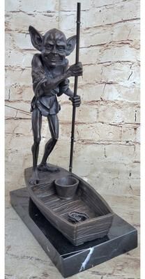 Bronzhaus Harry Potter Fantasy Dobby Goblin Riding Boat Bronze Sculpture Statue Figurine Original Art