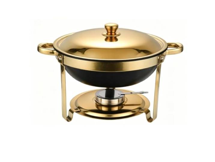 Schwarze und goldene Chafing Dishes for das Buffet Speisenwärmer Edelstahlrahmen, Deckel aus gehärtetem Glas und stapelbare Teile unterstützen die Hitze