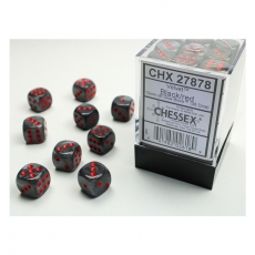 Chessex Würfel - 12mm - Velvet Black/red (Würfelset 36 x W6) 292699