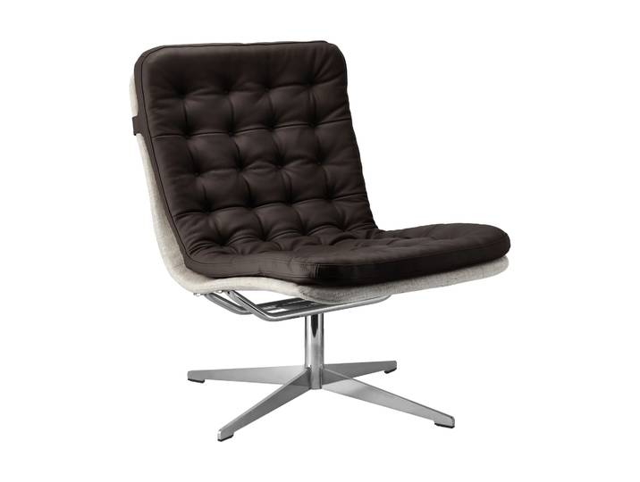 1898 Fauteuil Loholm avec fonction pivotante Cuir marron foncé-Bern Beige 0341