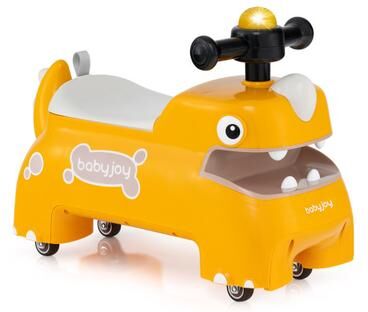 Costway Toddler Ride on Toy Walking Sliding Car with Lights and Music-Yellow