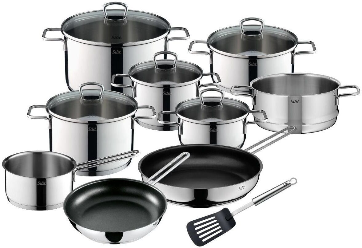 Kochtopf SILIT "Alicante 10-teilig", silber (silberfarben), Töpfe, Kochtopf silberfarben Einheitsgröße