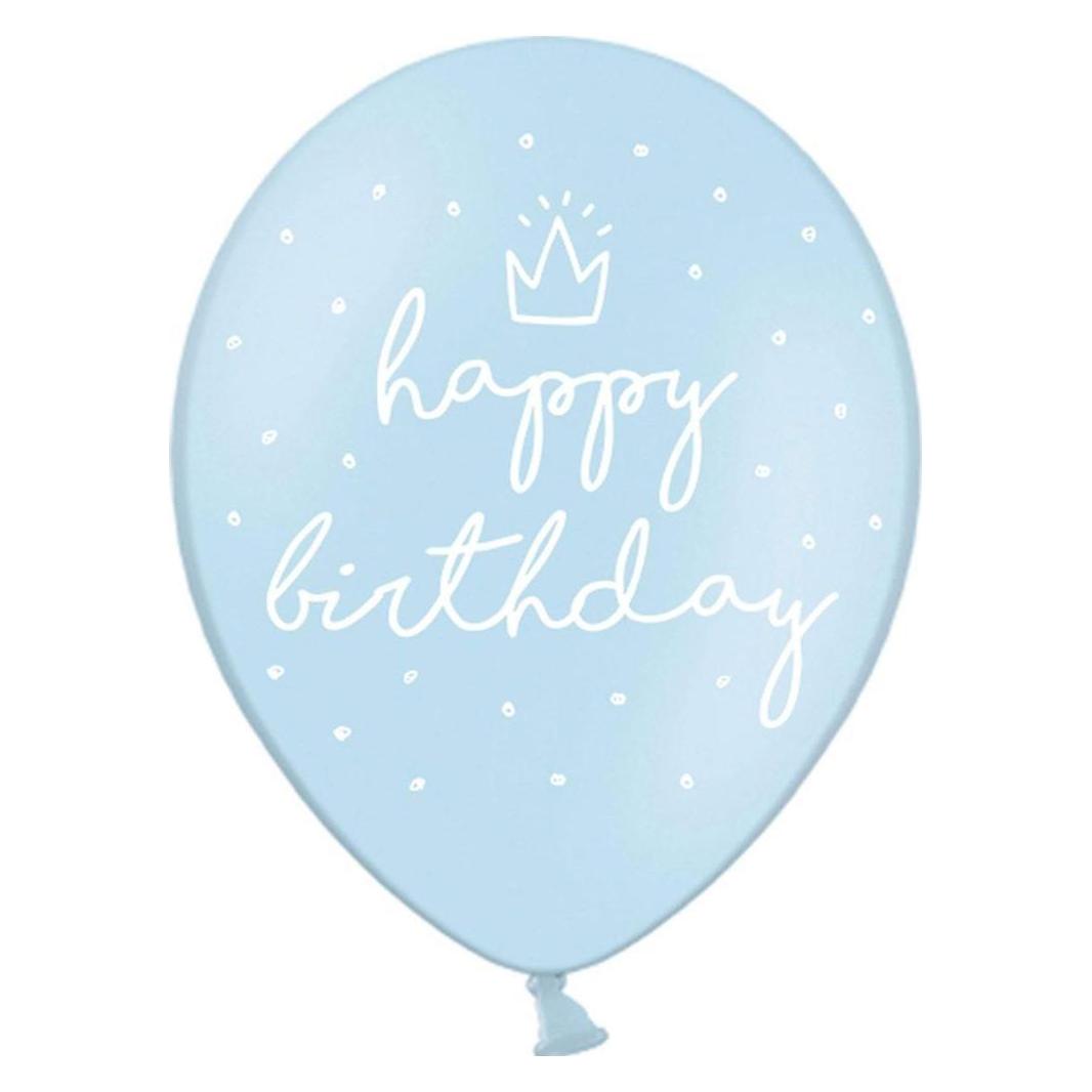 Partydeco Luftballons Happy Birthday Pastellblau Ø 60 cm, 6 Stück (6x) (SB14P-244-011-6)