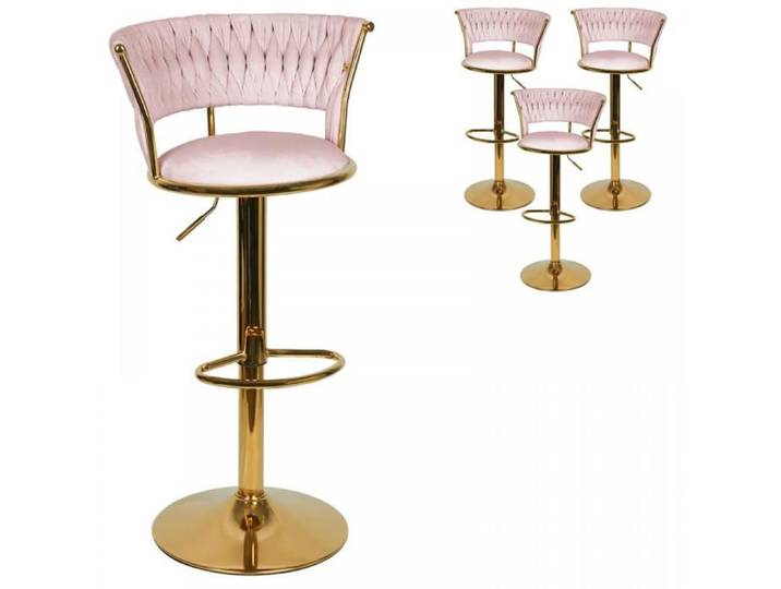 Lot de 4 Tabourets de bar cygne Chaise avec dossier tressé Chaise coiffeuse Pieds en métal doré Hauteur réglable XJING