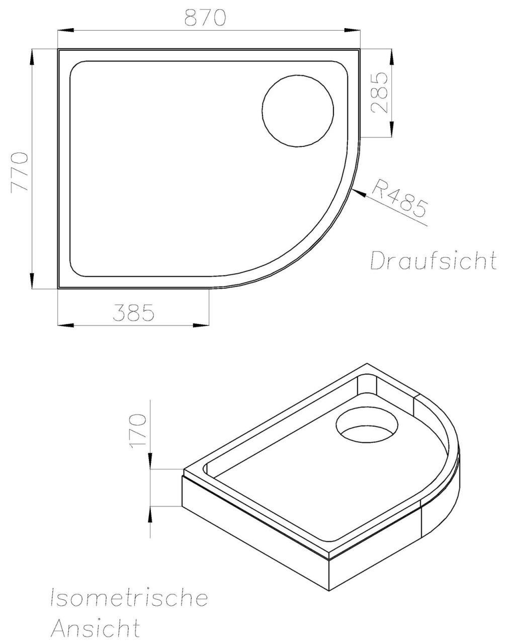 Neuesbad Wannenträger für Duscholux Malaga R. Trend 772R 80x90x5 re Viertelkreis SD22873
