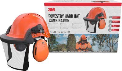 3M Schutzhelm-Set G3000CUVFORESTC1, belüfteter Helm/Kapselgehörschutz/Netzvisier, SNR 26 dB, UV-Sensor, verstellbar, rostfreier Edelstahl/Kunststoff