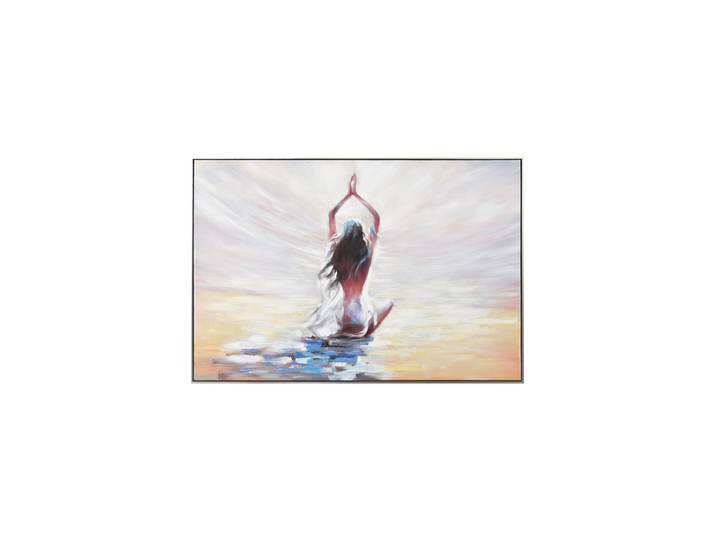 Handgemaltes, gerahmtes Bild „Yoga am Strand“ 82.5 x 122.5 cm Multicolor Crea Collection