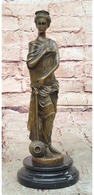 Bronzhaus Classical Bronze Lady Sculpture – Elegant Woman Figurine On Marble Base